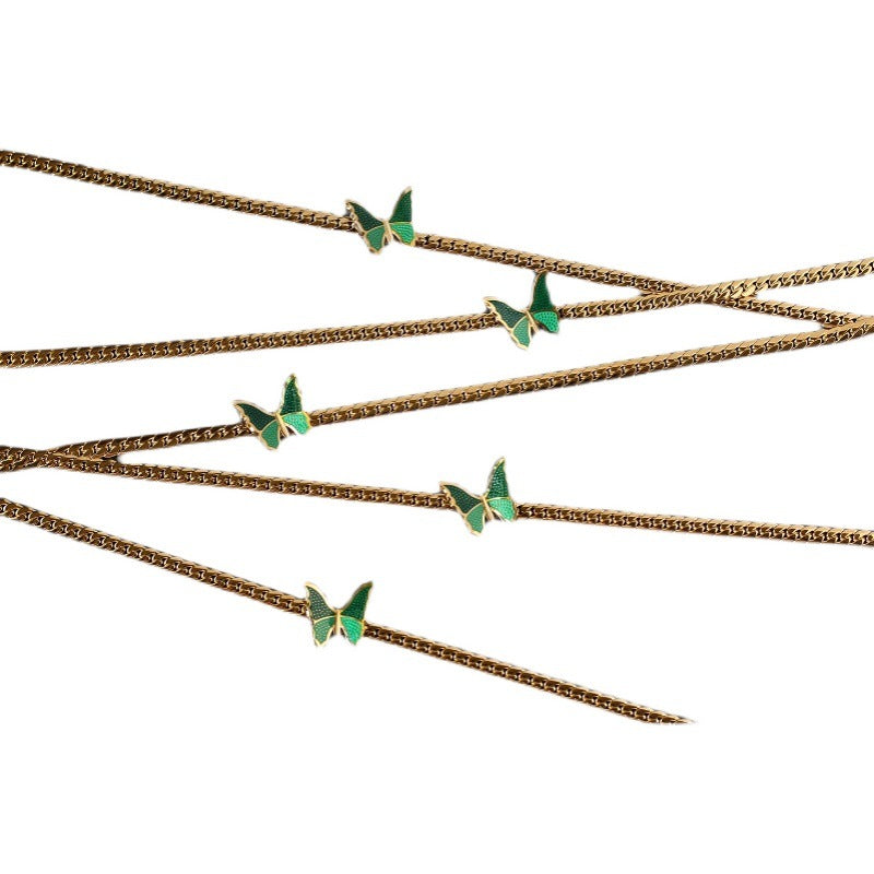 Wholesale Vintage Green Butterfly Titanium Steel Necklaces